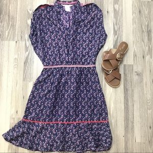 Veronica Beard Navy Silk Boho Peasant Dress